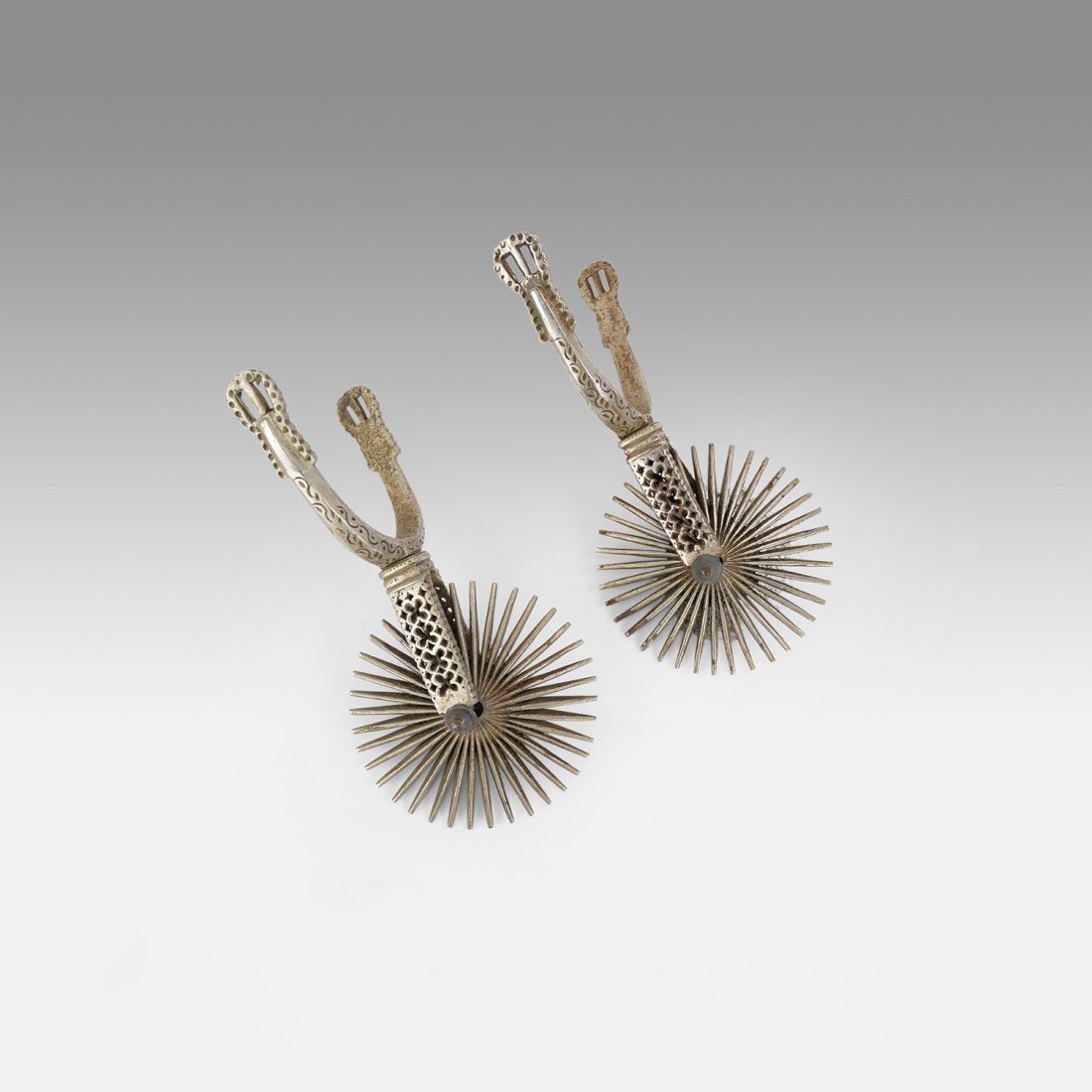 Vintage Chilean Huasos Gauchos Silver Steel Spurs Cowboy Stirrups (1 of 11)