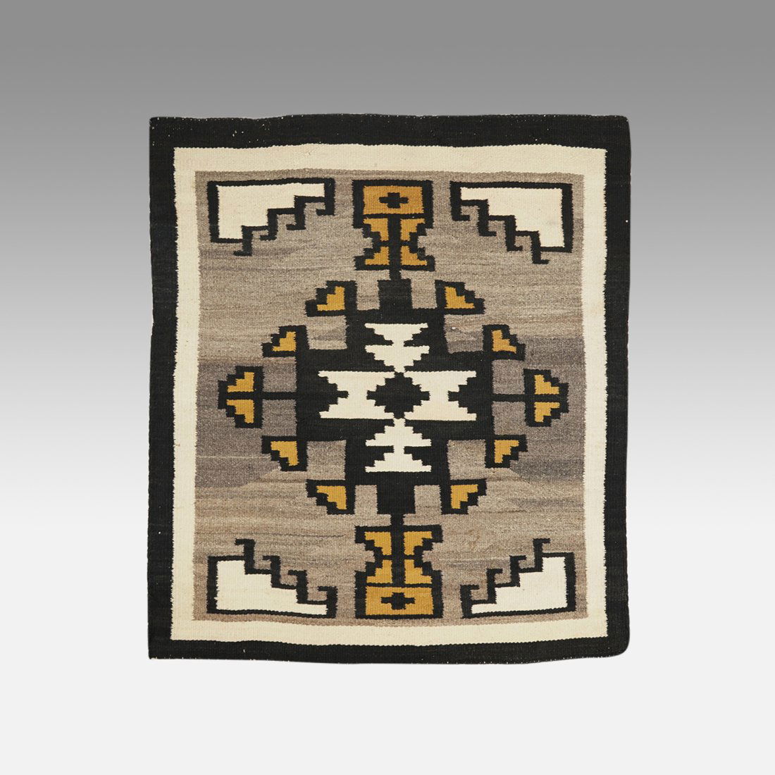 Vintage Navajo Blanket Two Grey Hills Native American Indian Wool Rug (1 of 5)