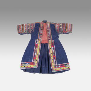 Antique Khevsur Women's Jacket Khevsureti Tribal Robe Textile Book Piece #5: Ca. late 19th-early 20thC. This piece shows slight moth damage on the black ground wool. This exact jacket is illustrated on page 248 (plate 237) in Mr Nooter's book: FLAT WOVEN RUGS AND TEXTILES FROM