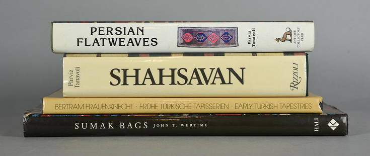 Five Oriental Rug Books: Five Oriental Rug Books: 1. Persian Flatweaves by Parviz Tanavoli 2. Shahsavan: Iranian Rugs and Textiles by Parviz Tanavoli 3. Early Turkish Tapestries by Bertram Frauenknecht 4. Sumak Bags of Northw