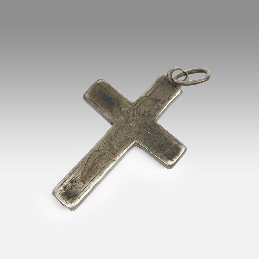 Antique 18thC Silver Reliquary Hinged Box Pendant Cross w/Saint Relics (1 of 9)