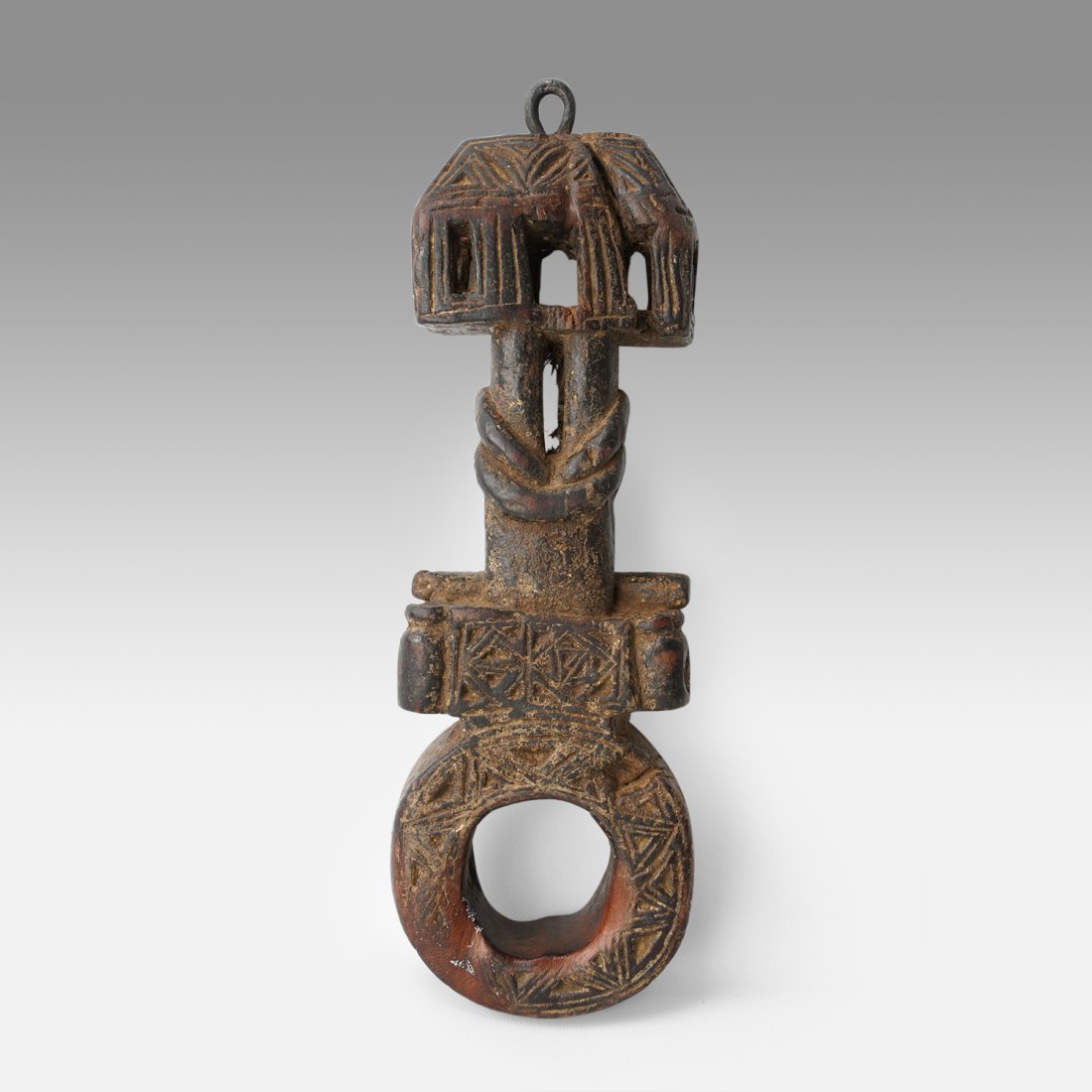 Antique Tibet Nepal Tribal Carved Wood Butter Churn Ghurra Handle #1 (1 of 15)