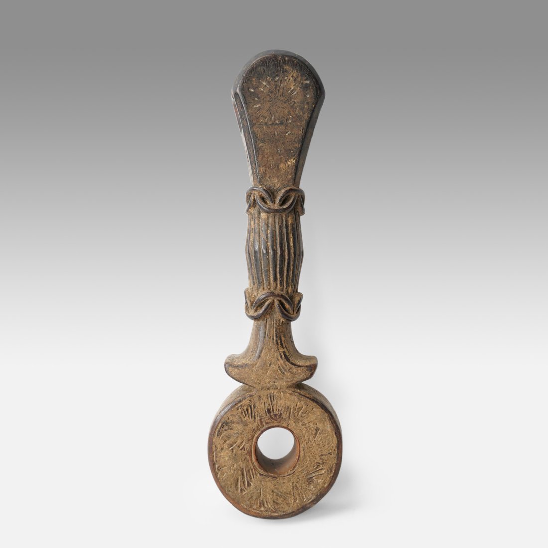 Antique Tibet Nepal Tribal Carved Wood Butter Churn Handle Ghurra #2 (1 of 12)