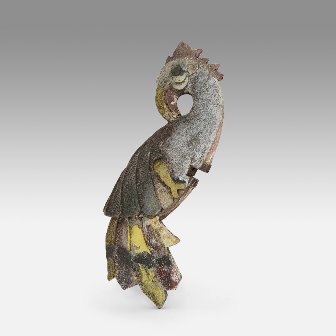 Antique Indonesian Dayak Carved and Painted Wood House Finial Jungle Fowl Bird (1 of 6)