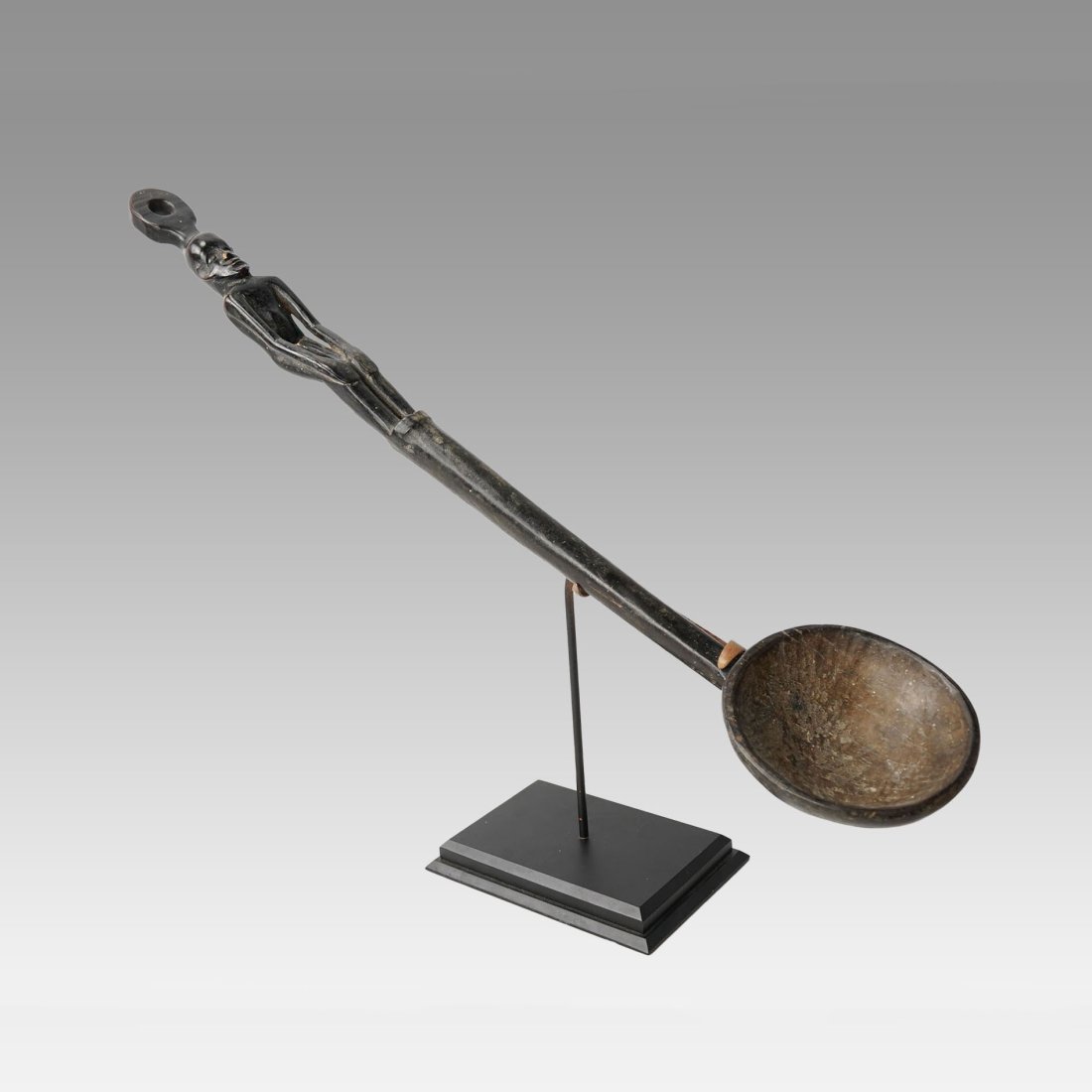 Old and Large Ifugao Hill Tribe Carved Wood Spoon w/Figure, Philippines (1 of 9)