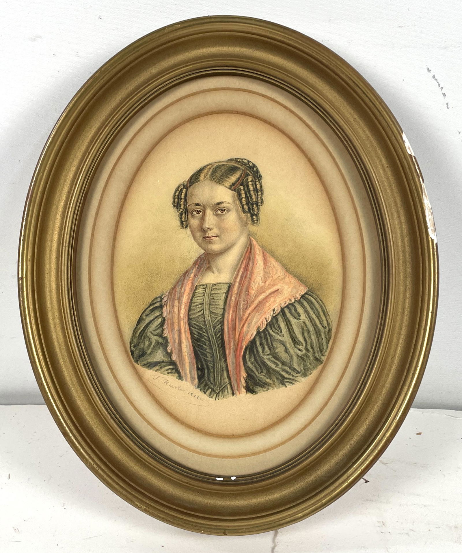 Antique Watercolor over Lithograph Portrait of Maria Isler Schinz (1 of 5)