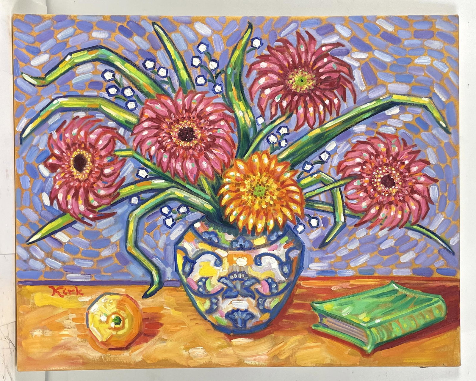 Kirk Oil Painting on Canvas: Unframed, in good condition. Fauvist floral painting, signed.