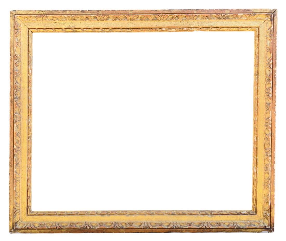 Antique Gold Gilt Resolved Corner Frame. Ca. Early 20thC.: Sight size is approx. 21" x 17 1/4". Some chips on frame edge and corners.