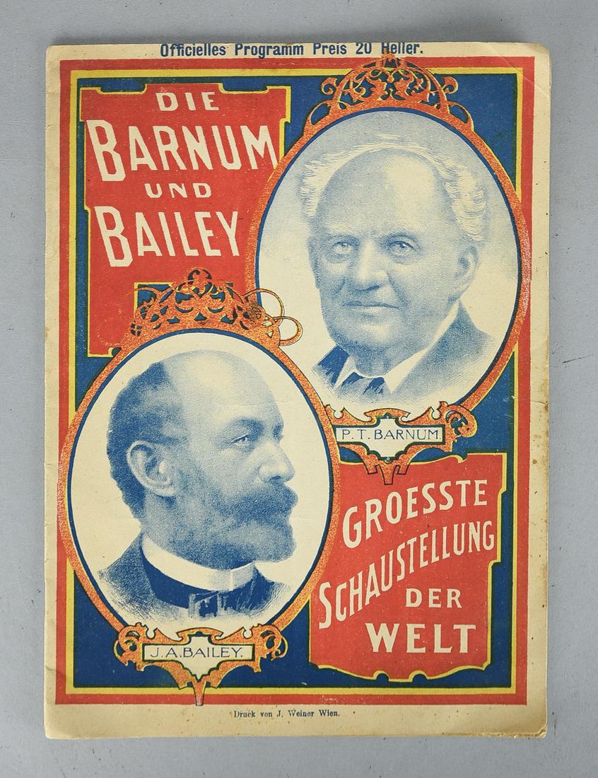 Antique 1901 Barnum and Baily Circus Ephemera Brochure "Biggest Fair in the World": Antique c1901 Barnum and Baily Circus Ephemera Brochure "Biggest Fair in the World". German Version. 9 3/4" H x 7" W.