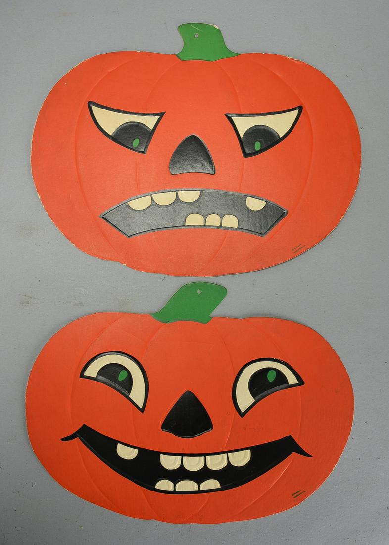 Two Vintage 1950s Die Cut Halloween Jack-O-Lanterns by H. E. Luhr (1 of 6)