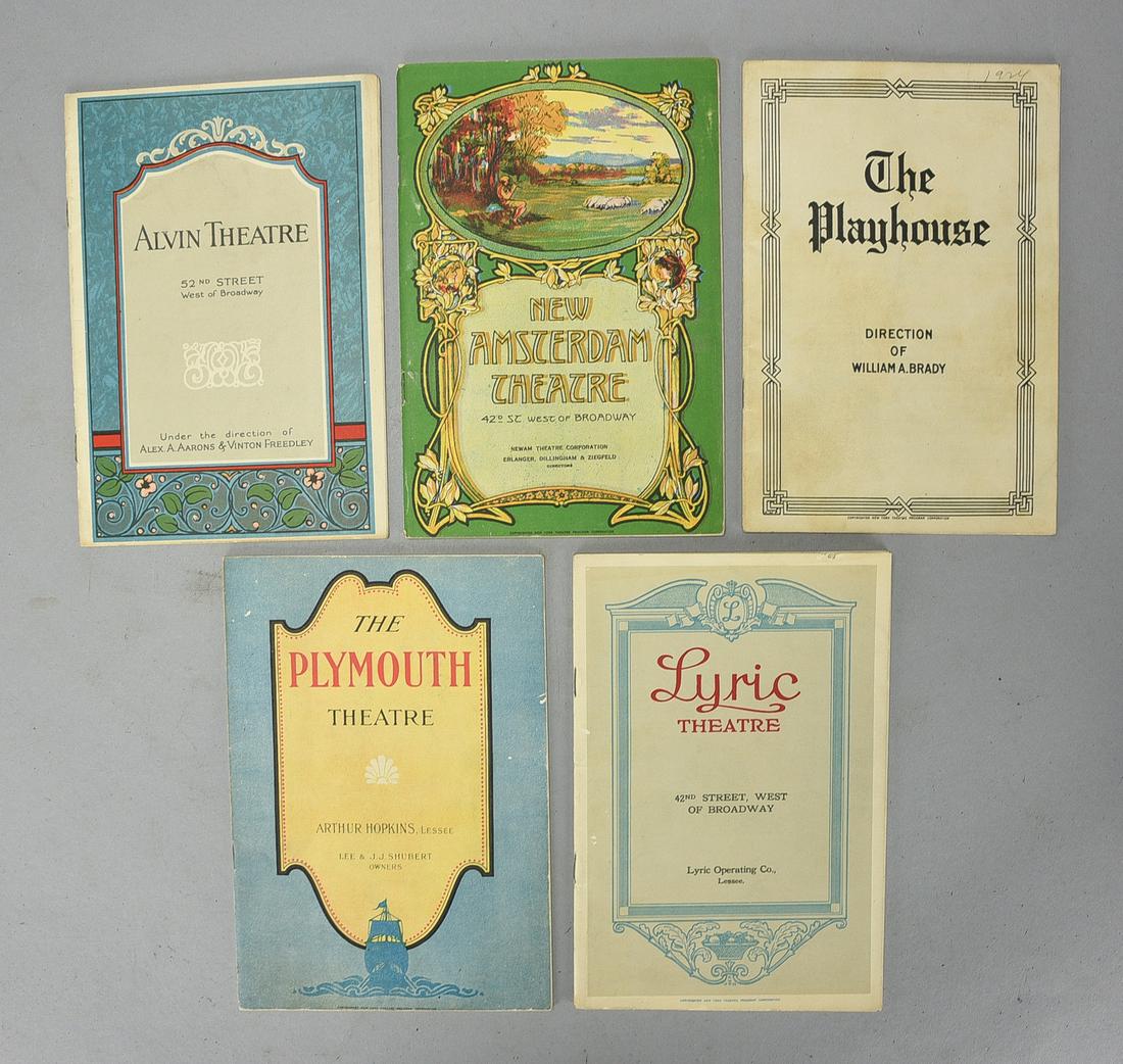 Group of Five Early-20th Century Theatre Ephemera Program Brochures (1 of 2)