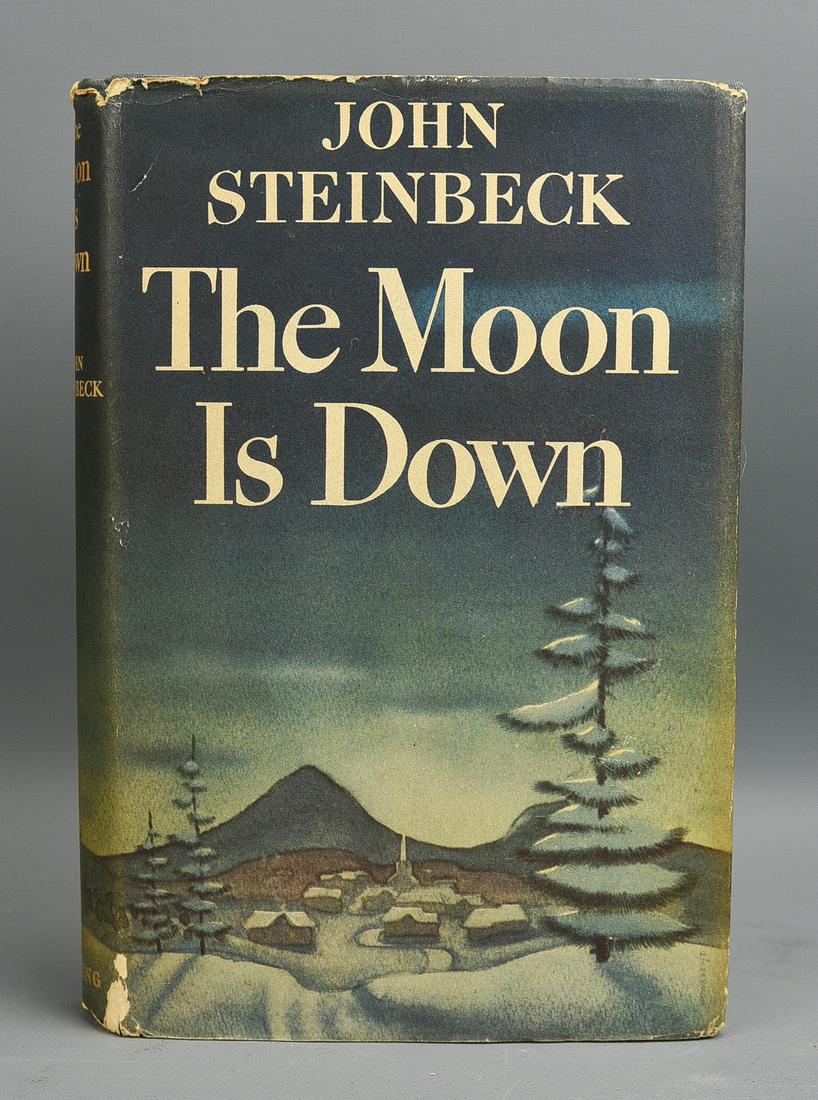 The Moon Is Down by John Steinbeck. New York: Viking Press, 1942: The Moon Is Down by John Steinbeck. New York: Viking Press, 1942. Dust jacket in good condition with chipping and wear along the edges and seams, a fold on the front flap, and overall toning. Book in 