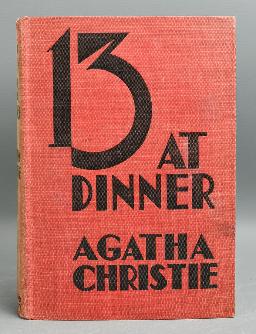 13 At Dinner by Agatha Christie. 1st American Ed. New York: Dodd, Mead & Co., 1933: 13 At Dinner by Agatha Christie. 1st American Ed. New York: Dodd, Mead & Co., 1933. Very good condition with light shelfwear, fading/sunning of the spine, pen ownership inscription and additional lett