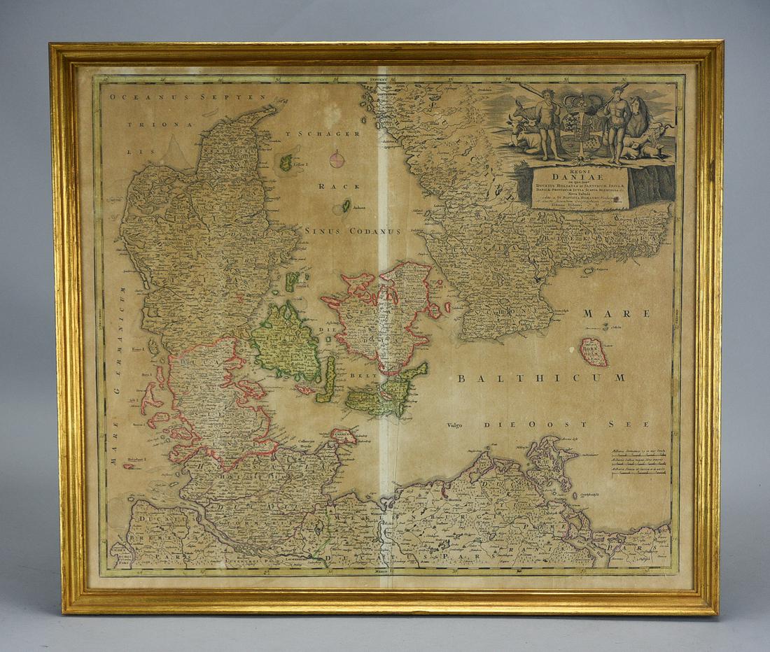 "Regni Daniae" Antique 18thC Hand Colored Map of Denmark by Johann Baptiste Homann (1 of 7)