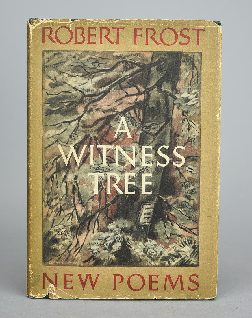 A Witness Tree by Robert Frost. 1st Printing. New York: Henry Holt & Co., 1942: A Witness Tree by Robert Frost. 1st Printing. New York: Henry Holt & Co., 1942. Dust jacket in fair condition. Considerable edge wear. Book in near fine condition with toned endpapers and a pencil gif