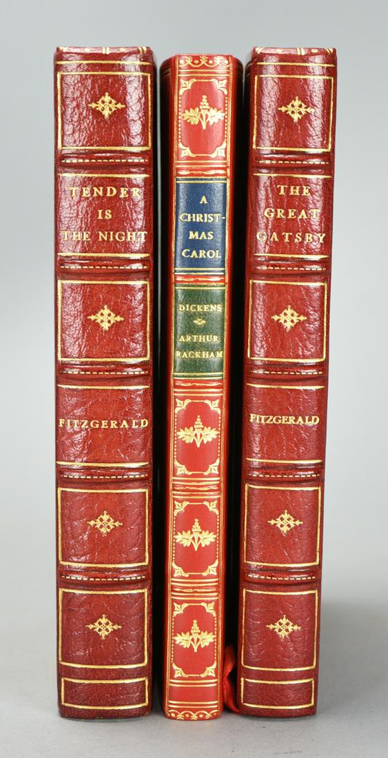 Group of Three Finely Bound Classic Books: Tender is the Night, Great Gatsby, & A Christmas Carol (1 of 9)