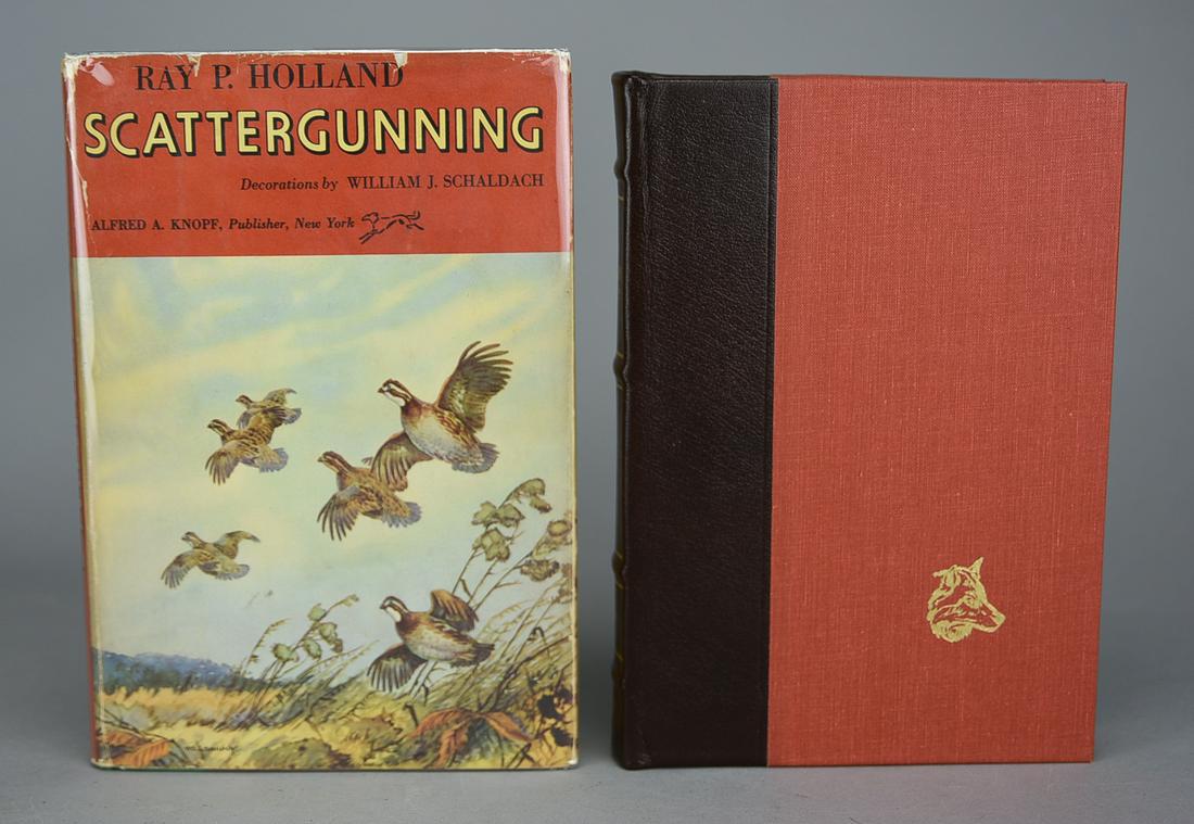 Scattergunning by Ray P. Holland First Ed, 1951 & The American Shotgun by Charles Askins, 1987: "Scattergunning" is focused on the art of shooting with a shotgun, particularly for hunting birds, and it includes a variety of tips and advice on topics such as gun fit, stance, and shooting techniqu