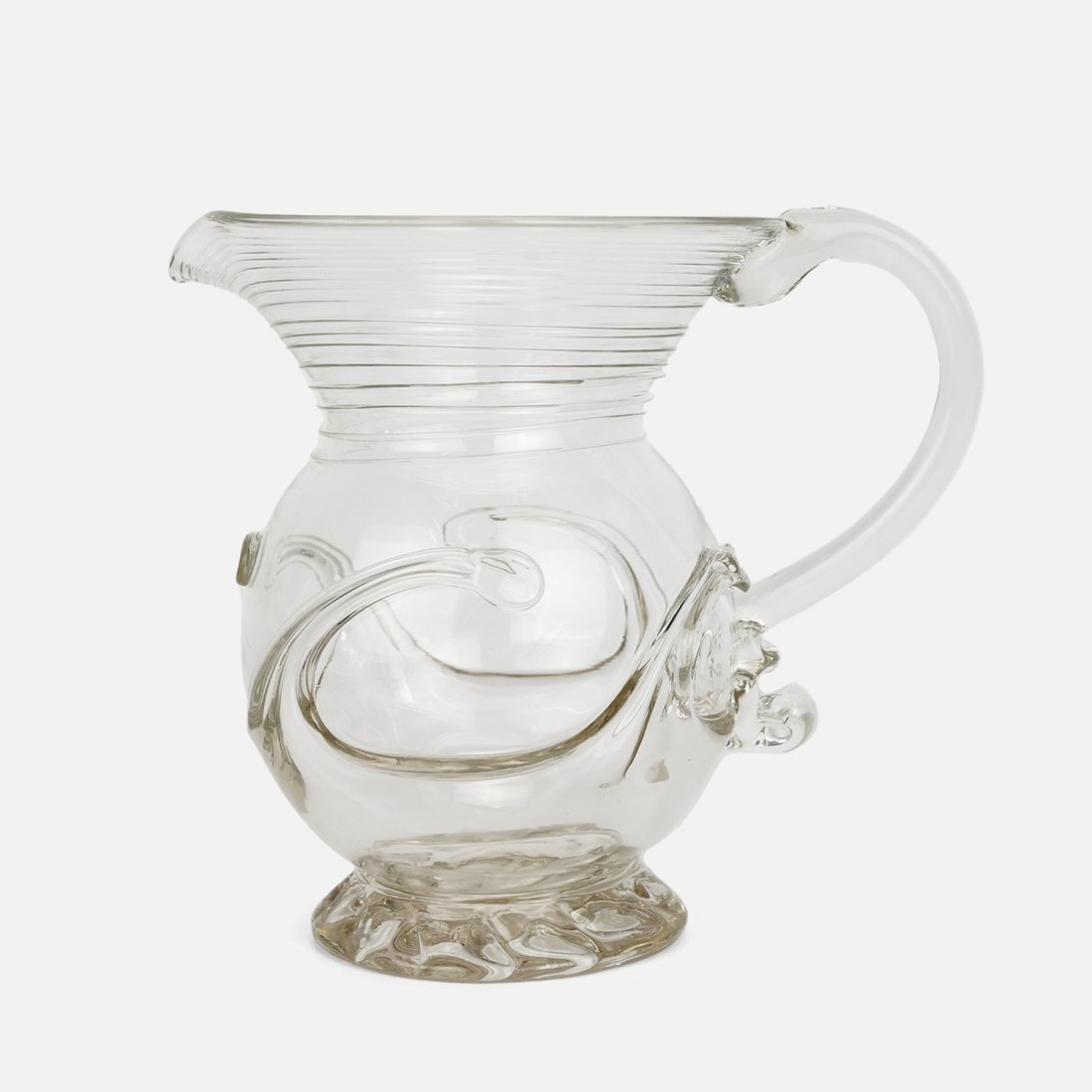 WVG Clear Glass Lily Pad Foot Hand Blown Threaded Water Pitcher NJ Style (1 of 8)