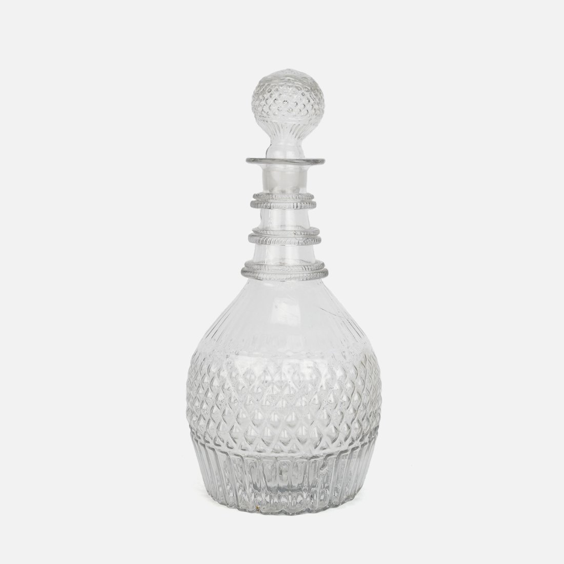 Antique Early American Hand Blown Quilted Diamond Clear Glass Bottle Decanter (1 of 9)