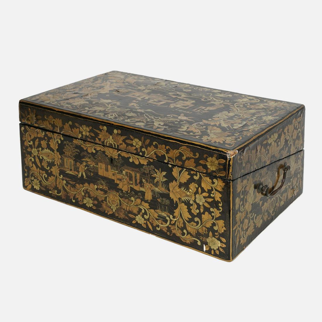 Antique Mid 19thC English Gilt-Painted Chinoiserie Wood Lap Desk (1 of 20)