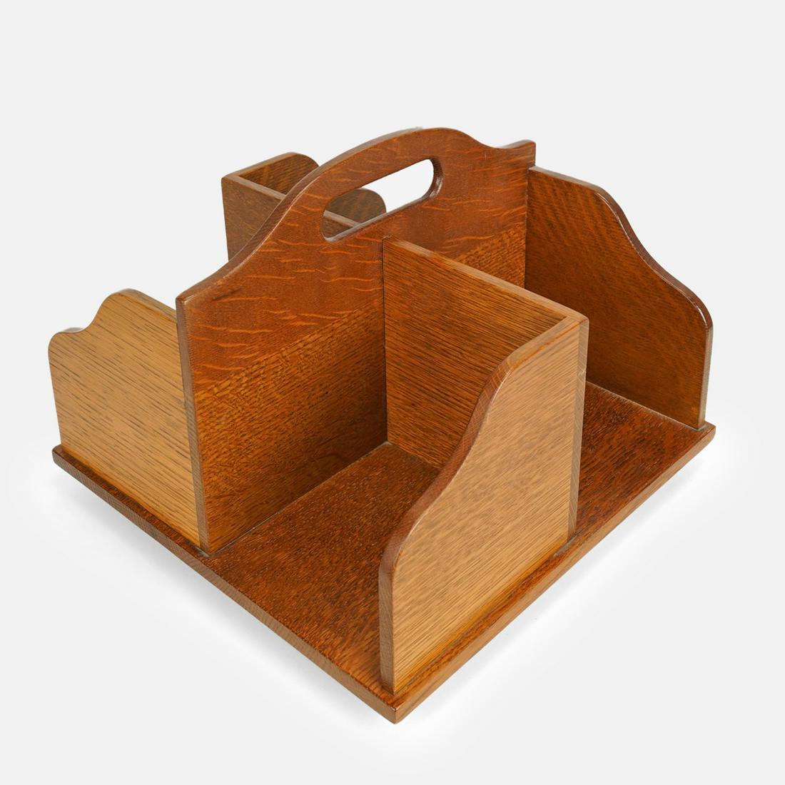 Modern Stickley Oak Lazy Susan Revolving Napkin Holder (1 of 12)