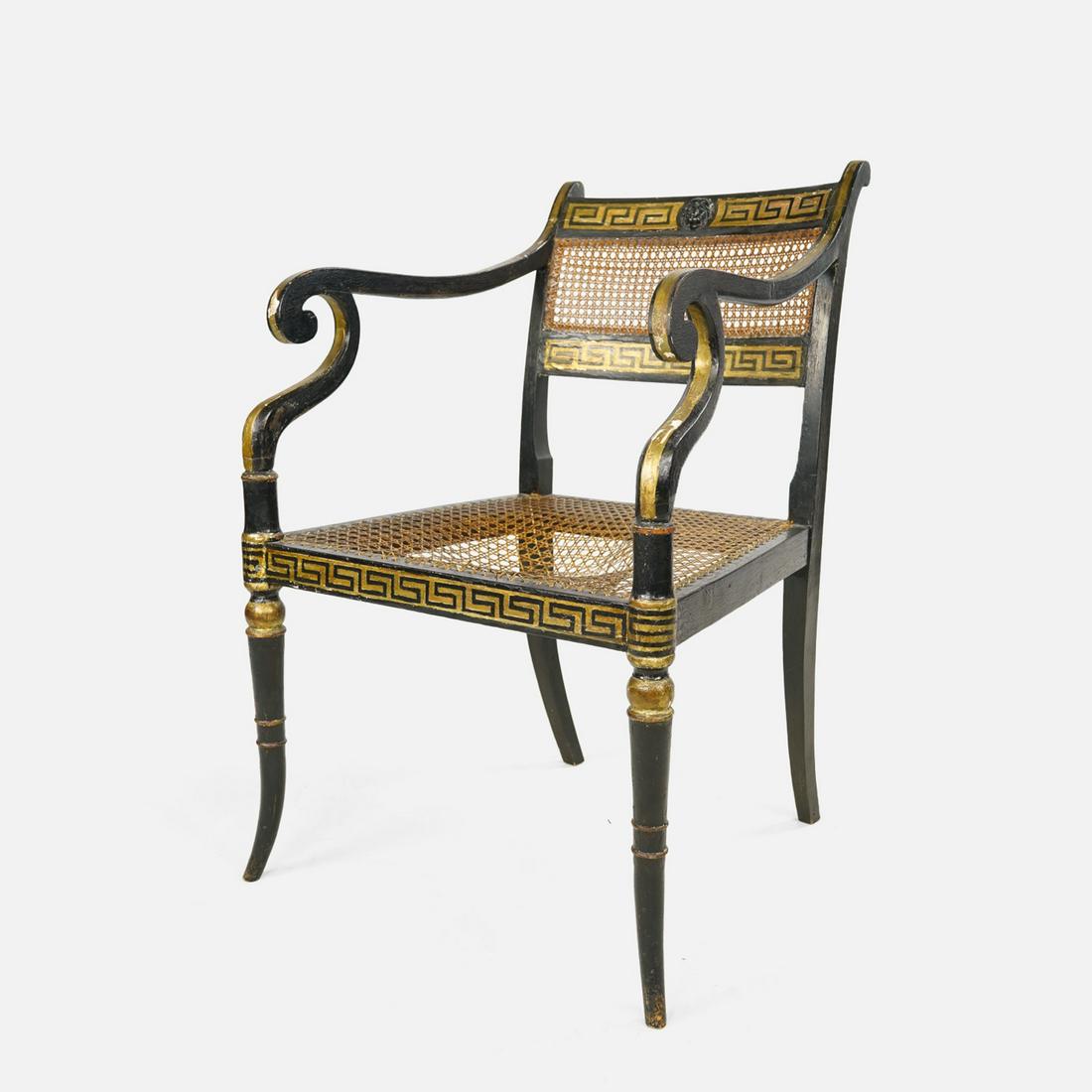 Antique English 19thC Regency Gilt-Painted Armchair (1 of 13)
