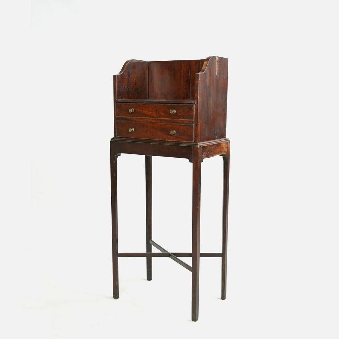 Antique English Mahogany Faux Drawer Tall Candle Stand (1 of 13)