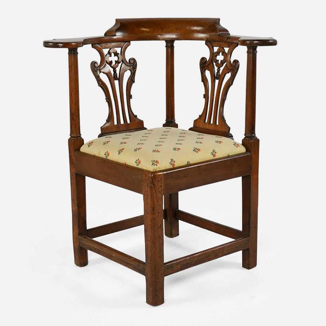 Antique Early 19thC English Walnut Corner Chair (1 of 17)