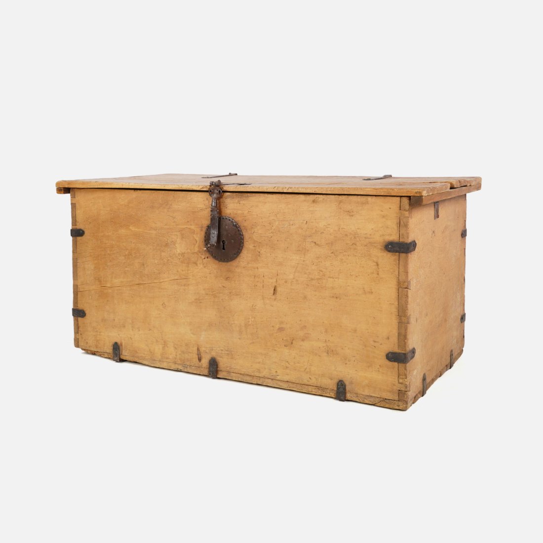 Huge Antique European Pine Blanket Chest Trunk w/Strap Hinges (1 of 20)