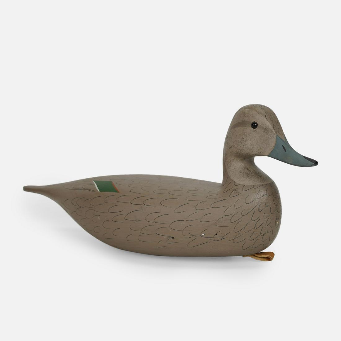 Vintage Signed "JP Hand" Hand Carved and Painted Mallard Hen Duck Decoy (1 of 13)