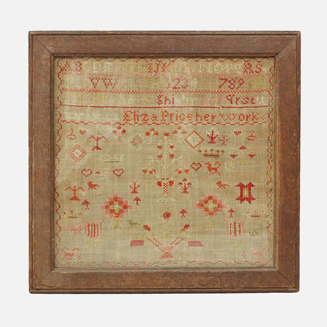 Eliza Price Antique 19thC Needlepoint Sampler Framed Cross Stitch (1 of 9)
