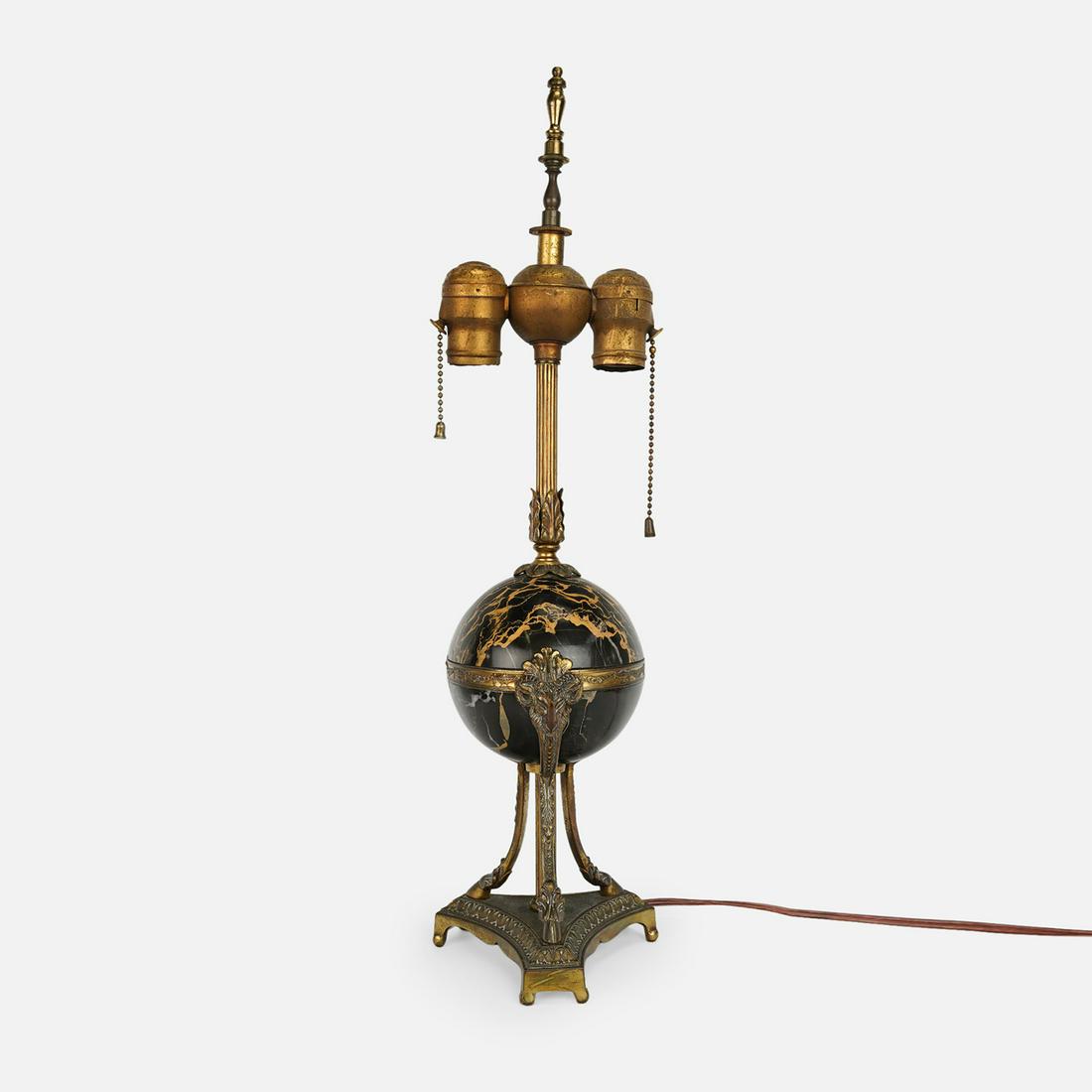 Antique Black Marble and Iron Lamp 20 1/2" (1 of 14)