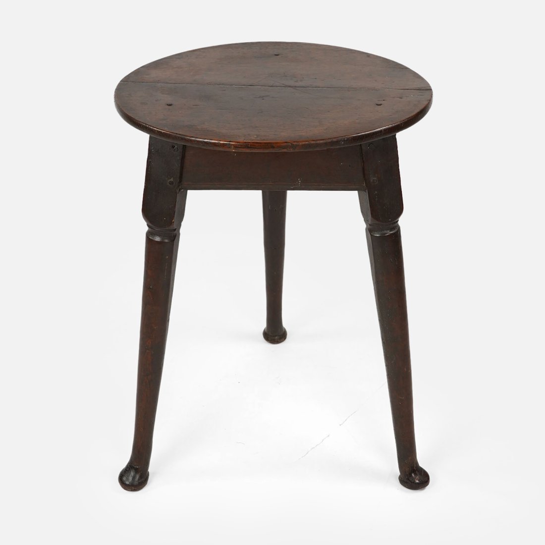 Antique 18thC English Chestnut Wood Three Leg Tall Stool Side Table (1 of 11)