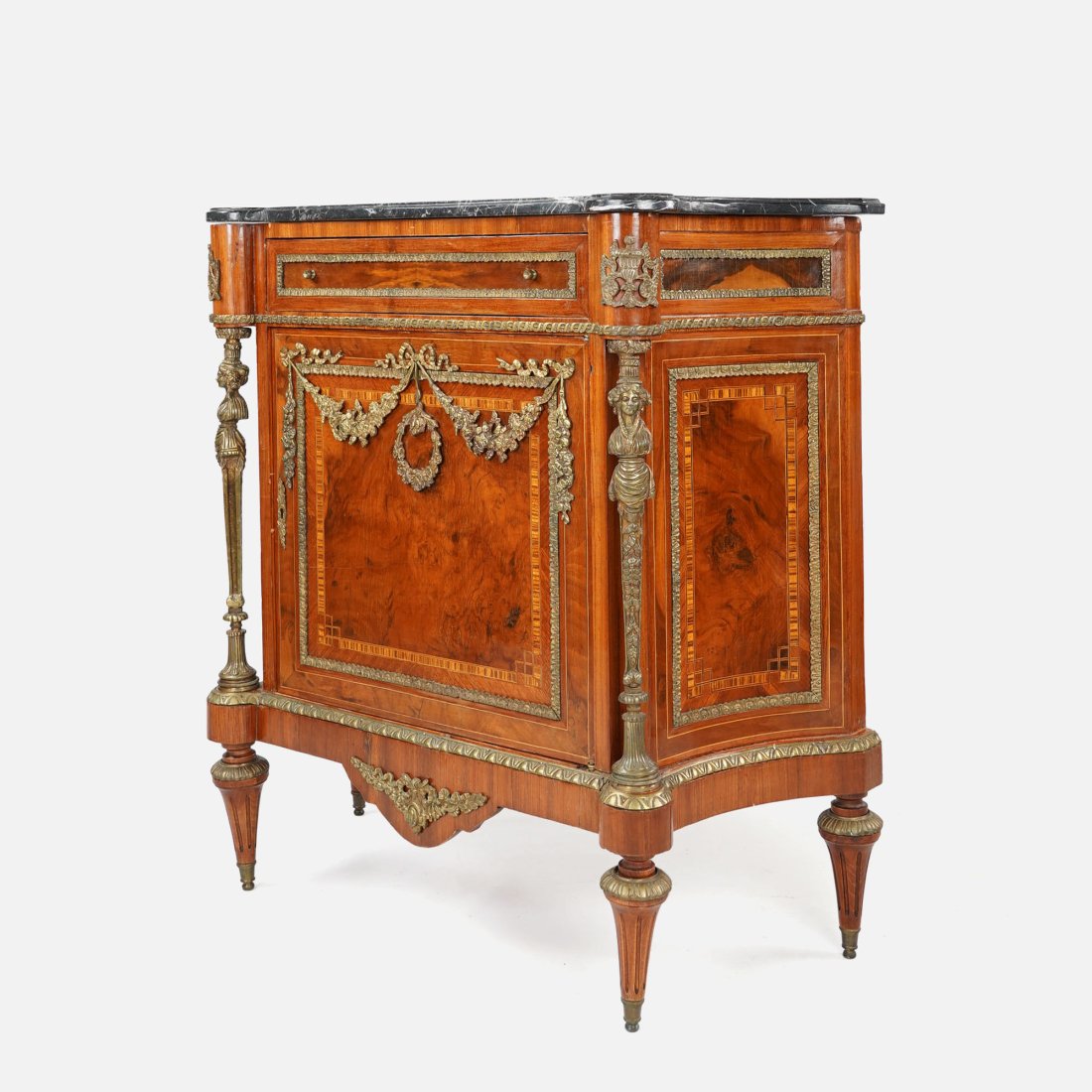 Good Ormolu and Black Marble Walnut Louis XVI Style Commode (1 of 20)