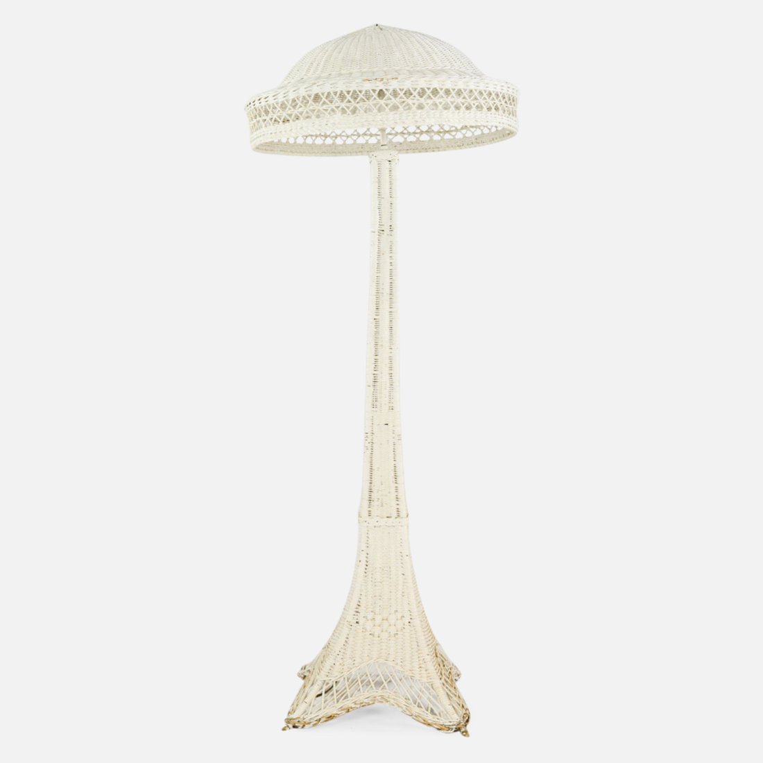 Vintage 1940s White Painted Rattan Floor Lamp (1 of 12)
