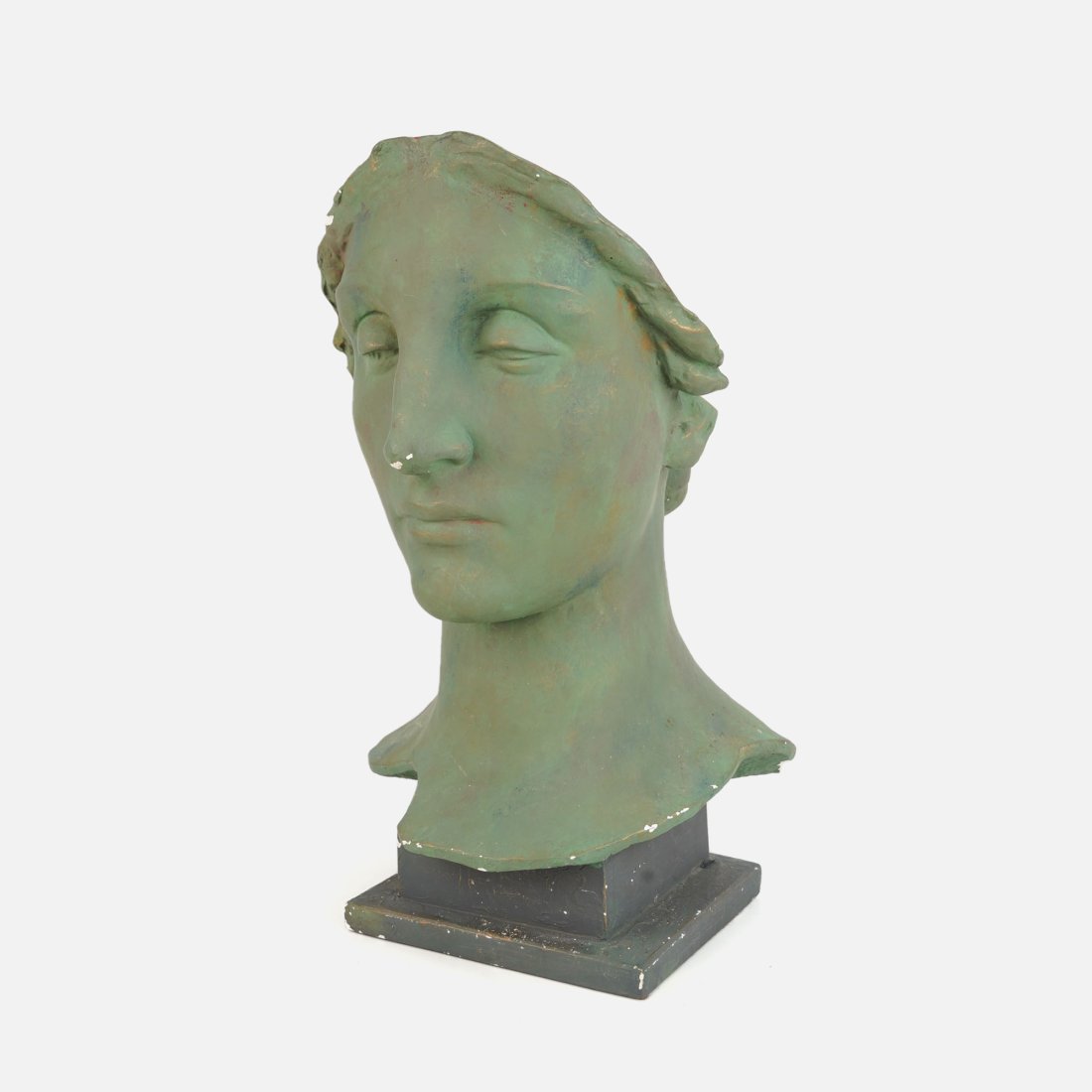 Alva Studios 1980 "Daniel Chester" Green Painted Plaster Bust (1 of 14)