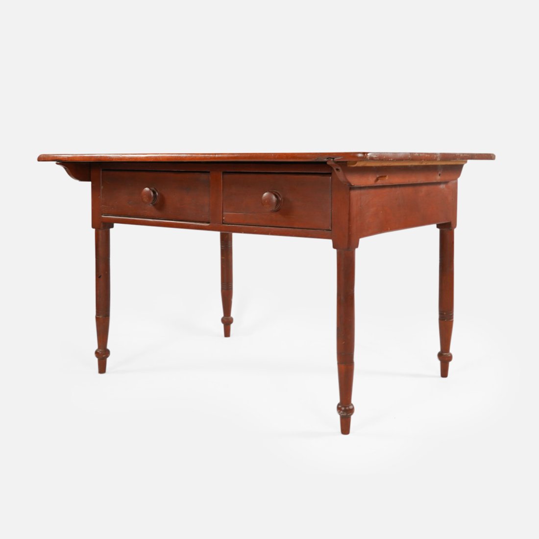 Antique Red Pine Two-Drawer Desk (1 of 9)