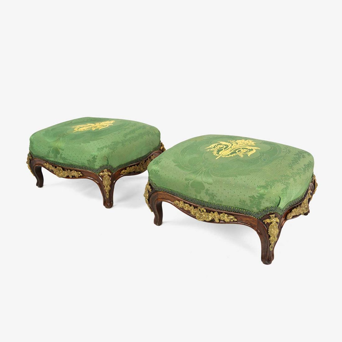 Pair Antique 19thC Mahogany and Bronze Ormolu Mounted Footstools (1 of 11)