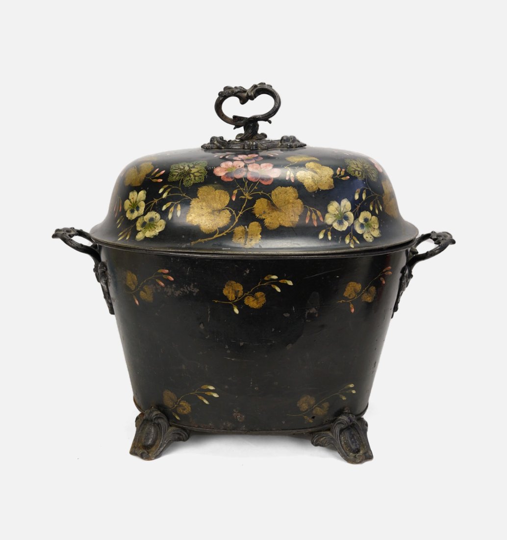 Floral Toleware Coal Scuttle Bin (1 of 13)