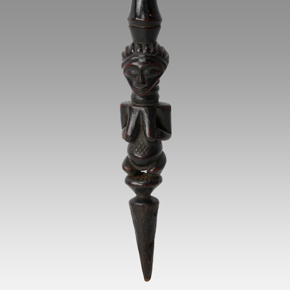 Luba African Carved Wood and Iron Figural Ceremonial Chiefs Spearpoint Staff (1 of 7)