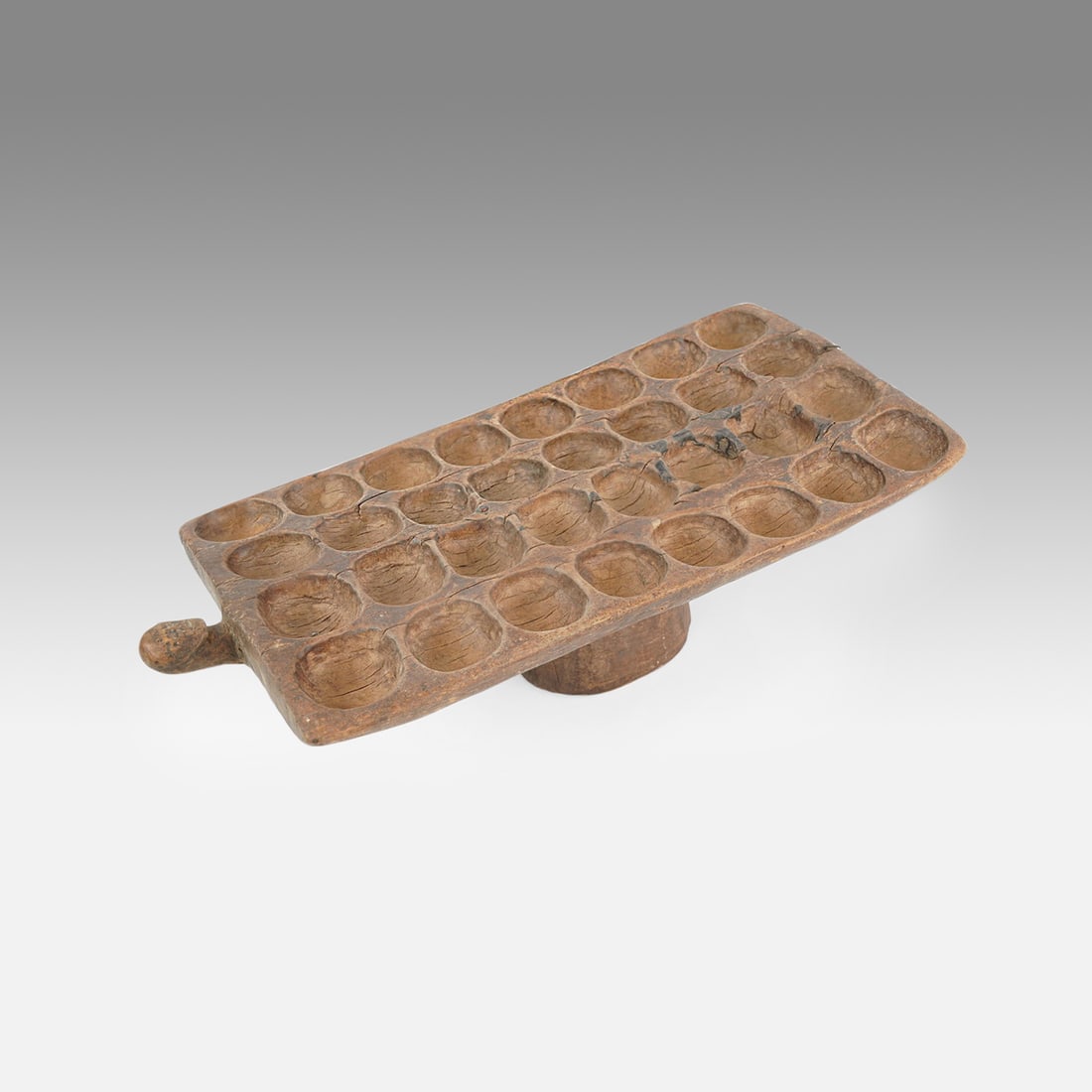 Luba African Carved Wood Pedestal Base Mancala Tribal Game Board DRC (1 of 14)