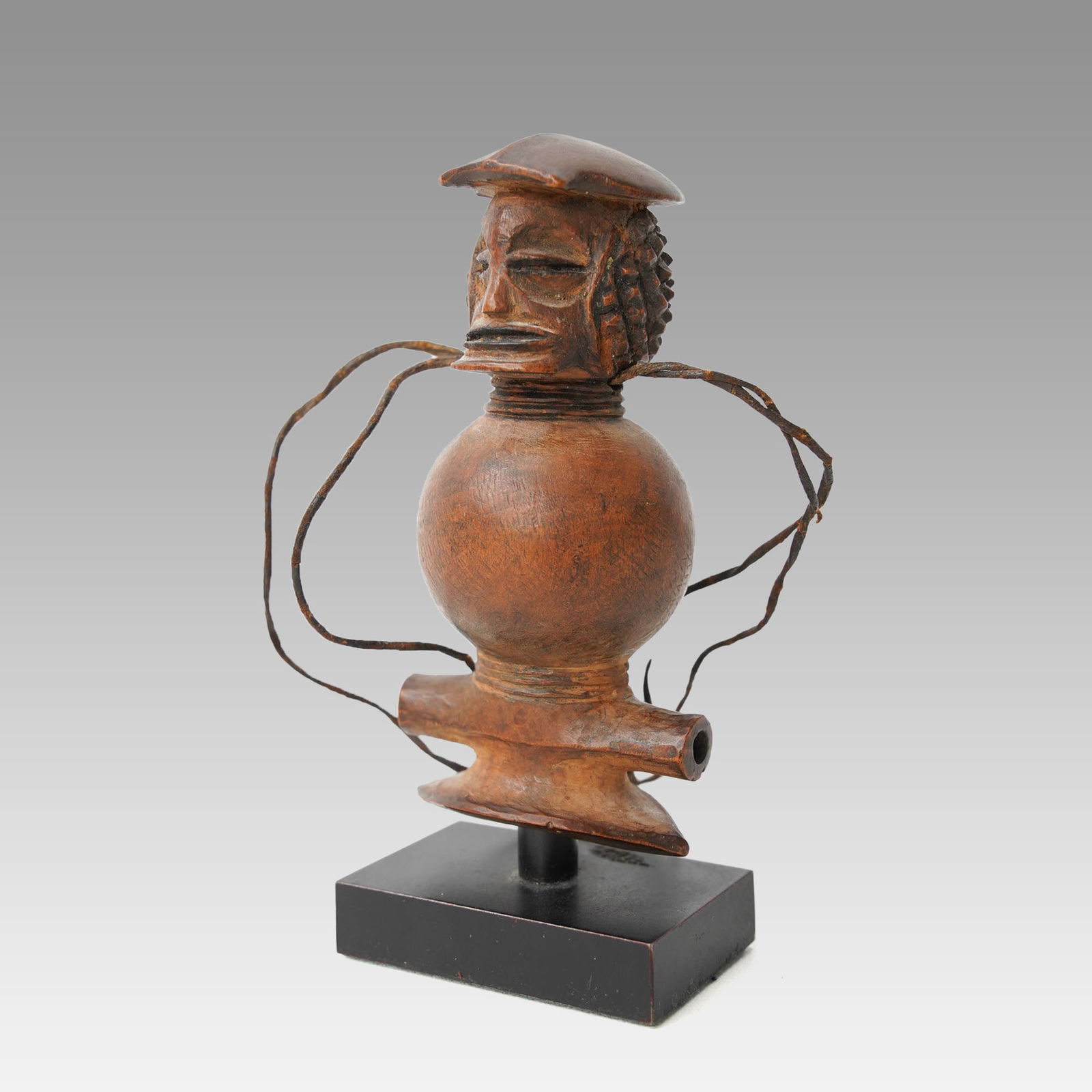 Chokwe Whistle African Tribal Carved Wood Sculpture, DRC (1 of 8)