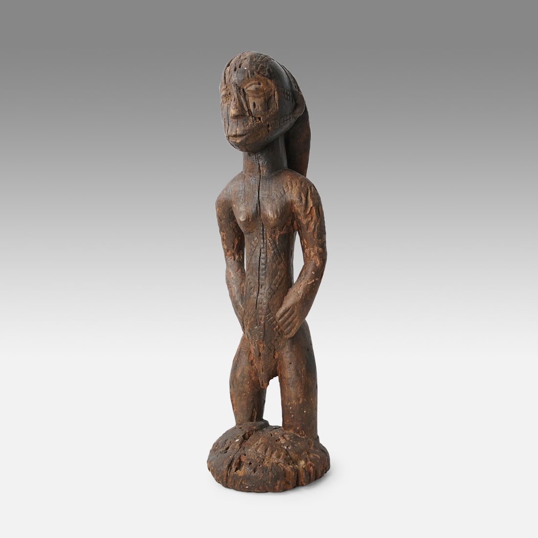 Old African Tabwa Style Tribal Standing Male Figure Tanzania Carved Wood Statue (1 of 13)