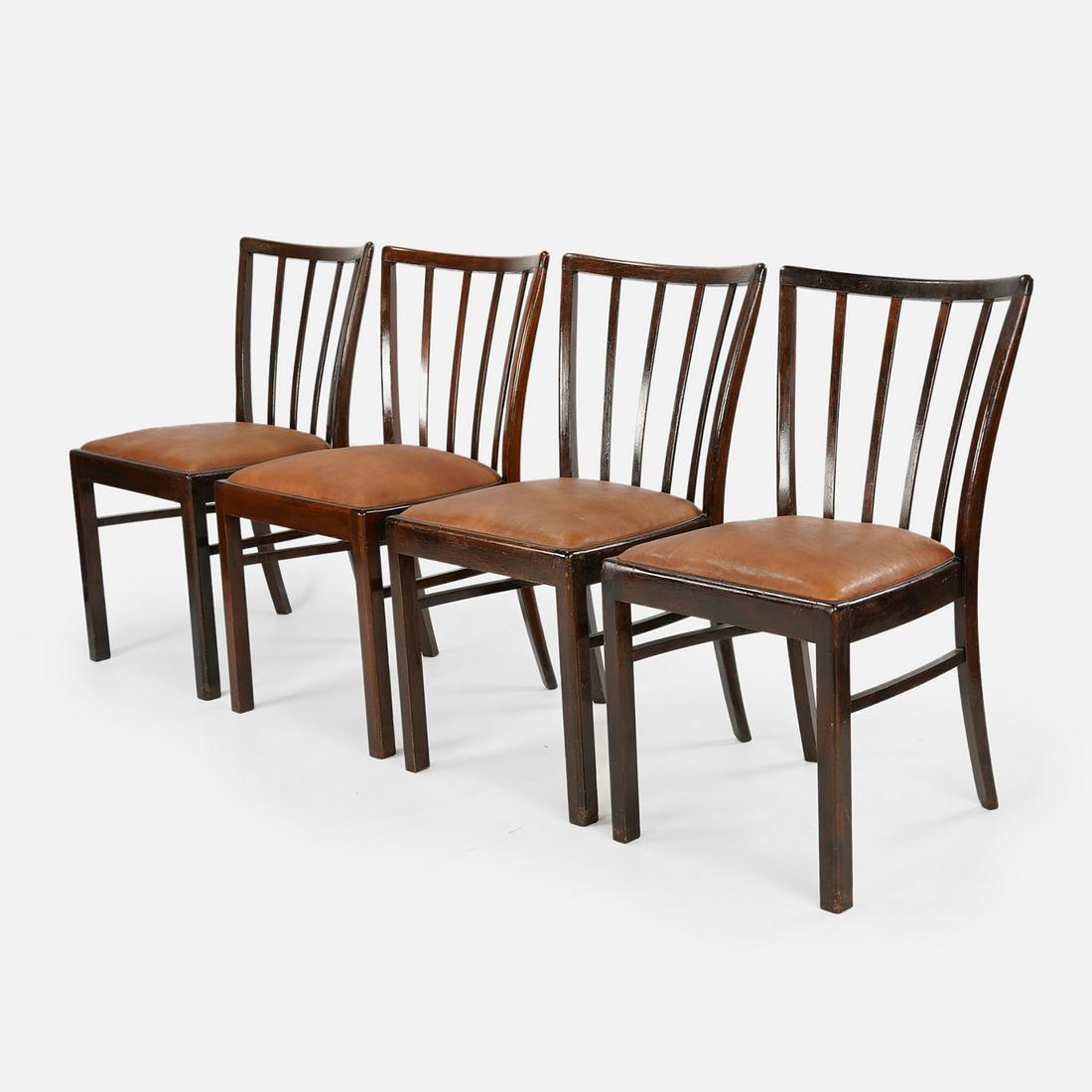 Four Stained Mahogany Mid-Century Modern Spindle-Back Dining Chairs (1 of 6)