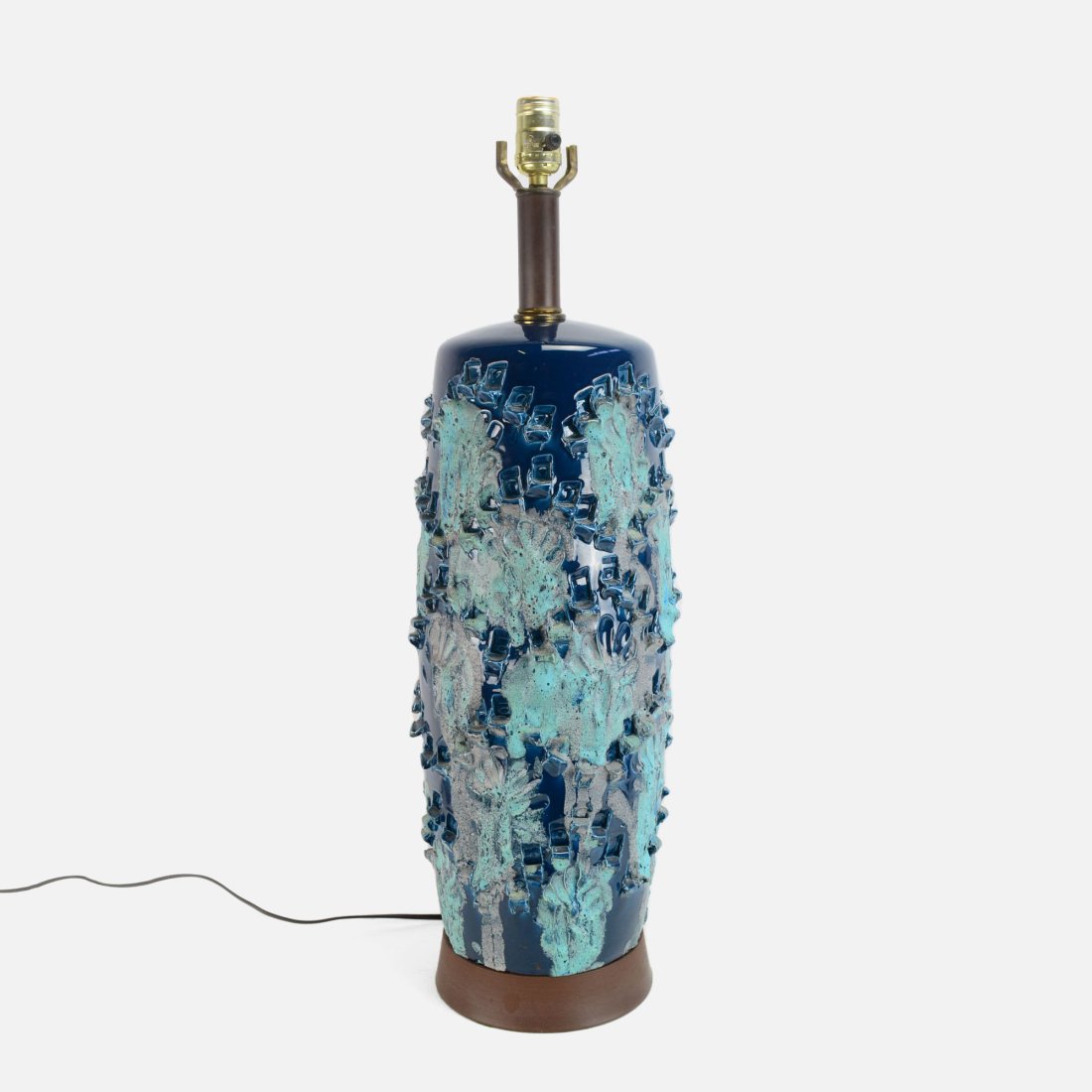 Large Mid-Century Modern Glazed Terracotta Art Pottery Table Lamp (1 of 4)