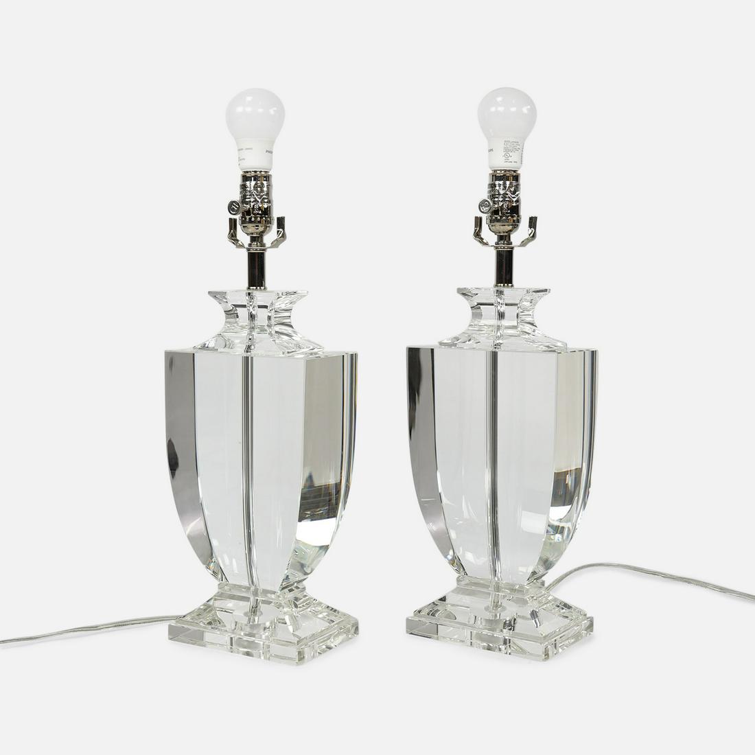Durham Solid Crystal Glass Lamp PAIR by Chelsea House (1 of 10)