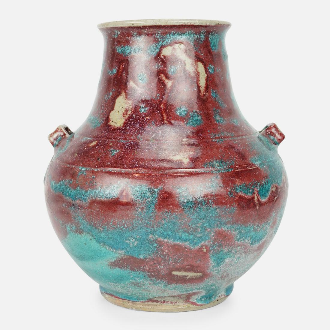 Jugtown North Carolina Art Pottery Double-Handled Vase "Old Chinese Blue" (1 of 9)