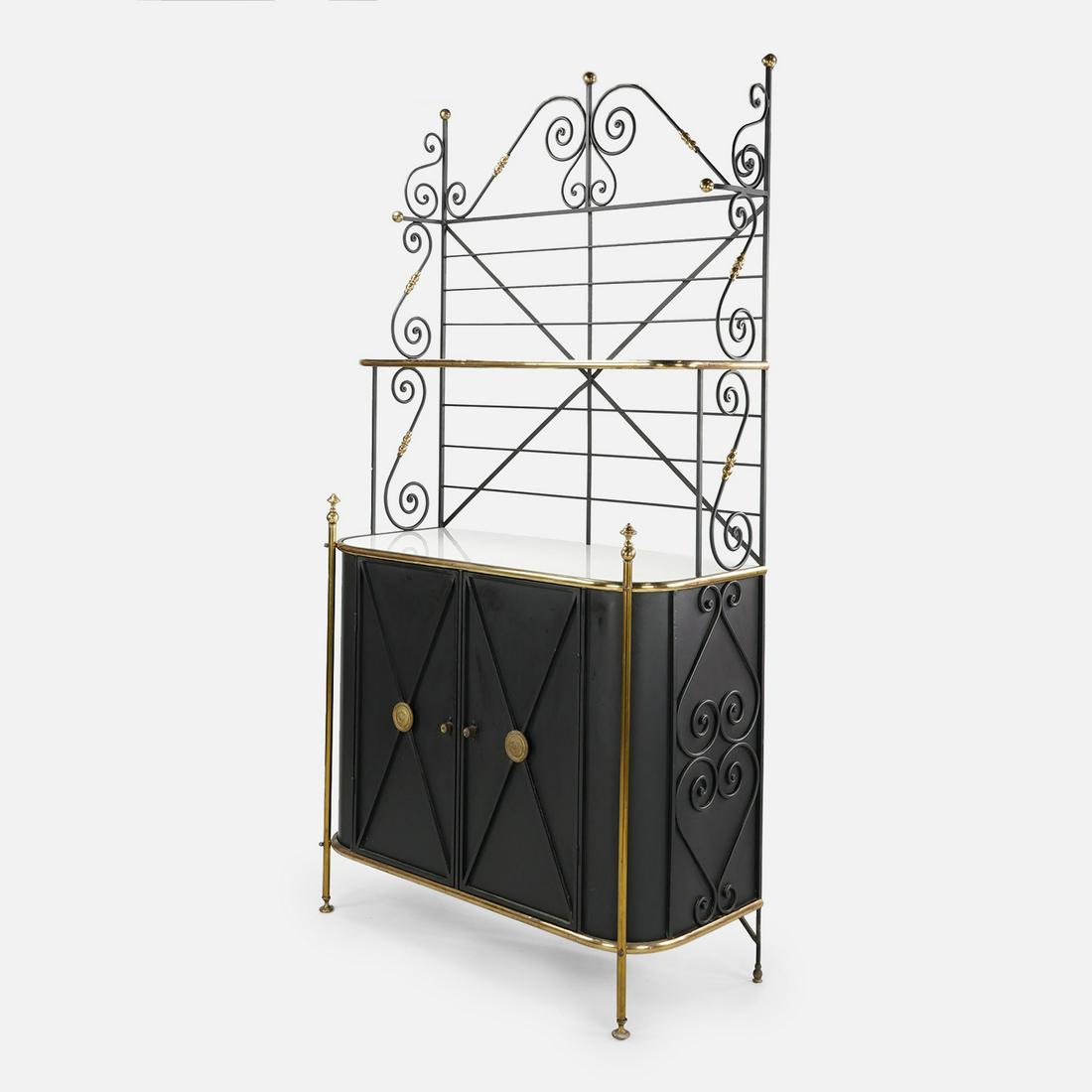 Fancy Large French Bakers Rack With Shelving and Two-Door Cabinet (1 of 10)