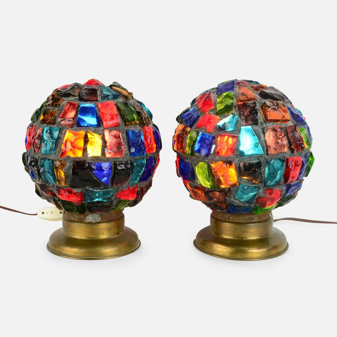Peter Marsh Nader Brutalist Multi-Color Chunky Glass Table or Ceiling Lamp Pair (1 of 6)