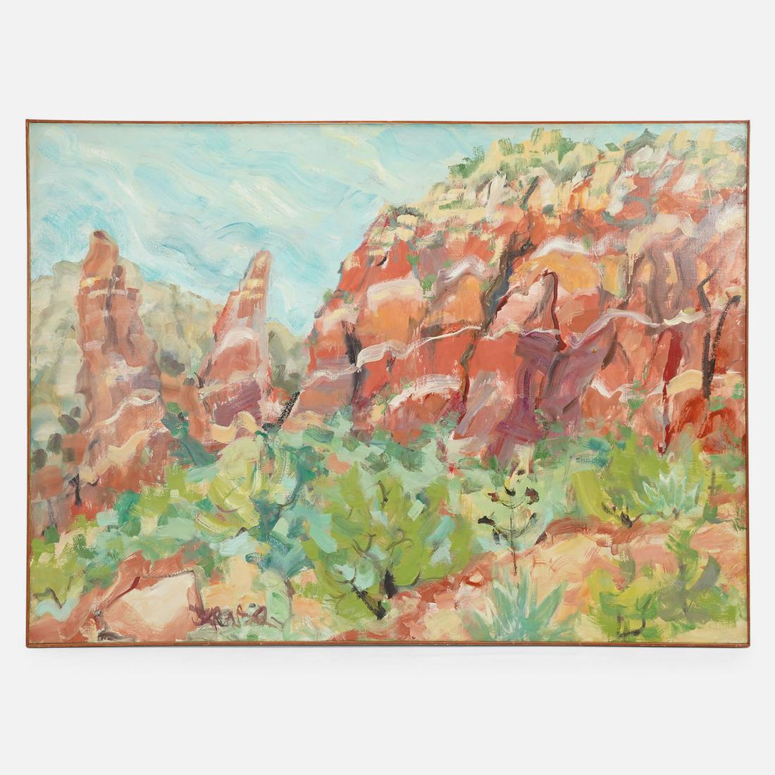 Huge Impressionist Painted Landscape of Southwest Scene Signed Illegibly (1 of 9)